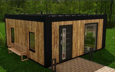 A house on a plot from a container